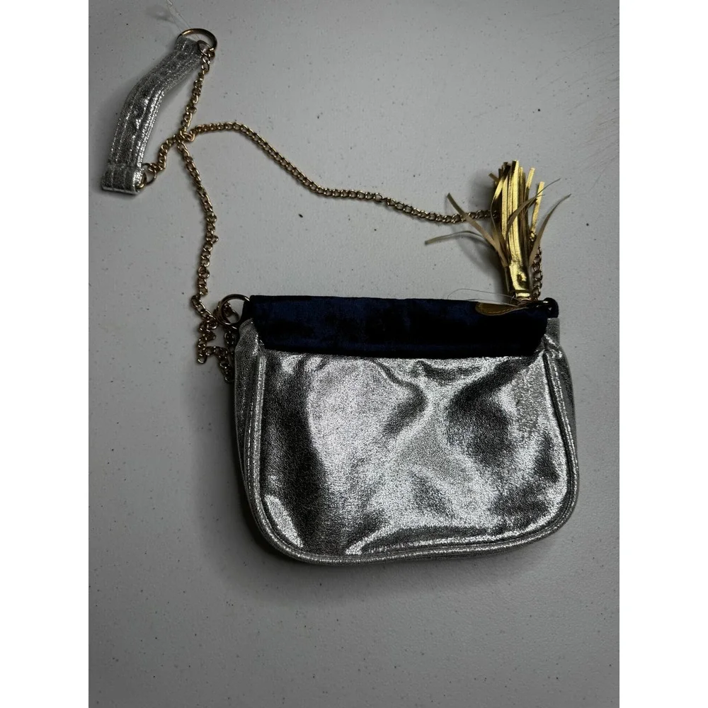 Disney Frozen 2 Kids Crossbody Bag Silver Gold Navy Blue Anna Elsa Olaf Tassel